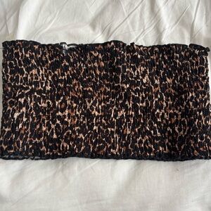 Ardene Leopard print bandeau tube Smocked Top